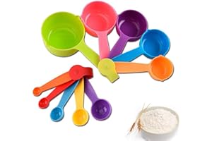 YYGMSS Juego de 10 Cucharas Medidoras Plástico,Tazas y Cucharas Medidoras Cocina para Café Postres Pastel Galleta Hornear Ingredientes,Tazas Medidoras para Medir Líquidos Sólidos(Estilo Aleatorio)