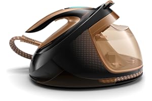 ‎VERSUNI Philips GC9682/80 Perfect Care Elite Plus Dampfbügelstation (2700 Watt, DynamiQ-Sensor, 8 bar, 1,8 Liter, Version DE) kupfer / schwarz