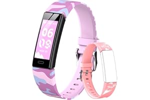 HOFIT Armbanduhr Fitness Tracker Kinder, Uhr Kinder mit Schrittzählern, Herzfrequenz- und Schlafmonitor, IP68 Wasserdicht, Aktivitäts-Tracker mit 2 Armbändern, Geschenke für Jungen und Mädchen