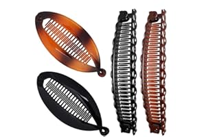 SHANBYE Bananenspange Haare,4 PCS Bananen Haarspangen Vintage Fischschwanz Haarspange Französische Pferdeschwanzhalter Drahtreifenkämme Werkzeug für Langes Lockiges Oder Glattes Haar