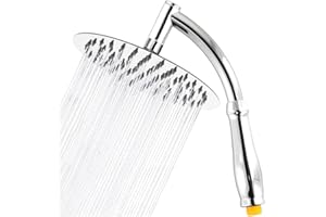 SIEYESCITY Large Powerful Rainfall Shower Head and Handheld Shower Arm - High Pressure Rain Shower Heads with Extension Arm in Chrome - Universal G1/2 Waterfall Showerhead 8 inch Round - 90 Jets