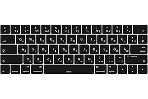MiNGFi Silikon Deutsche QWERTZ Tastaturschutz für MacBook Pro 13" A1706/A1989/A2159 (2016–2020), Pro 15" A1707/A1990 (2016–2019) US/ANSI Tastaturlayout - Schwarz