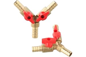JOYAN Lot de 2 raccords de tuyau à 3 voies - 10 mm - Répartiteur en laiton - Robinet à boisseau sphérique - Raccord de tuyau en T - Pour robinet de menuiserie, air, eau, gaz