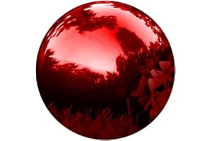 HomDSim - Sfera a specchio a forma di globo con occhio, in acciaio inox rosso, lucido, riflettente, liscia, colorata e brillante, aggiunta a qualsiasi giardino o casa