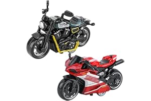 SHDIEHJFMLDH 2 Stück Legierung Motorrad Spielzeug,Pull Bac Fahrzeug Spielzeug,Spielzeugautos Set,Motorrad Modell für Freunde und Kinder,für Lernspiel, Geburtstagsparty-Geschenk（grün und rot）