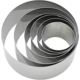 Fackelmann 6 Pieces Kitchen Rings Molds for Plating and Shaping Food, Different Sizes, Stainless Steel, Grey, 5-6-7-8-10-12 x
