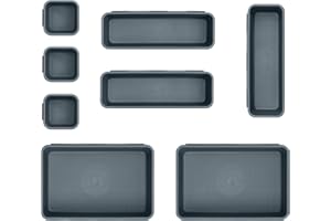 Mutsitaz 8 Stücke Schubladen Ordnungssystem, Schubladen Organizer, Klar Kunststoff Organizer Schublade, Schminktisch Organizer Einsetzbar für Makeup Organizer, Küchen, Bad, Büro