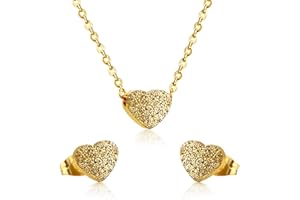 CRYSTALINA Conjunto Joyas Mujer, Conjunto Pendientes y Cadena Doble y Colgantes Mujer, Gargantillas Mujer con Colgante Mujer y Pendientes Hipoalergenicos Mujer, Pendientes Pequeños Mujer con Cristales