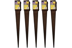 5 x Fence Post Holder 75mm posts Support Drive Down Spike Clamp Grip Brown for 75mm x 75mm posts, 600mm spike (3" x 24") Eliza Tinsley Swiftpost, Pack of 5