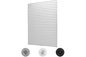 KELIXU 2 Pack Pleated Fabric Blind Light Filtering Shade Instant Stick on Blinds for Window Privacy Protection, Quick Fix and Easy to Install, with 4 Clips (90CMx180CM - 2 PACK, White)