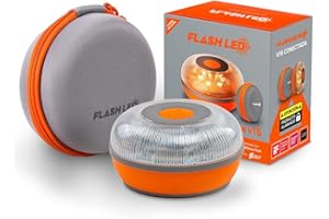 FLASH LED FlashLED Emergency Light V16 Approved DGT 3.0 with Case, with Geolocation, App Included, SIM Card and Free Data Service Until 2038, Magnetic Base