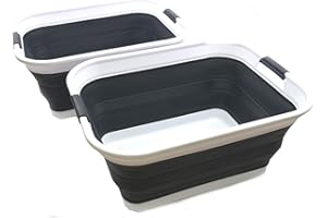 SAMMART 42L Cesta Plegable de plástico para la Colada, contenedor de Almacenamiento Plegable y Organizador, Tubo de Lavado portátil, Cesta de Ahorro de Espacio