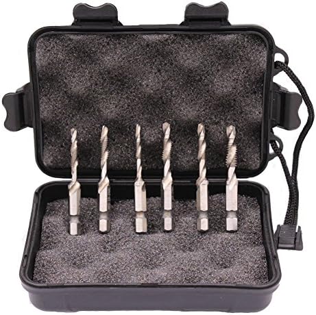 GORCHEN Combination Drill and Tap Bit Set Deburr Countersink Screw Hole 6-32NC 8-32NC 10-32NC 10-24NC 12-24NC 1/4-20NC