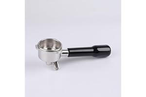 CAPFEI Porte-filtre à double bec 54 mm pour Sage/Breville Barista BES 870/878/880 Panier à filtre avec bois ABS et porte-filtre en acier inoxydable Noir
