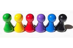 Spieltz 52405: Halmakegel groß, aus Holz, 25/43 mm, 6 Farben. Extra große Spielfiguren z.B. für Senioren, kleine Kinder, Menschen mit motorischen Einschränkungen.