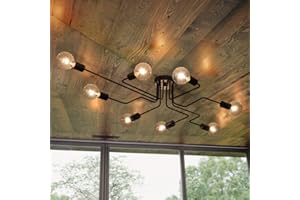 ‎OYIPRO OYIPRO Deckenlampe 8-Flammig, Vintage Deckenleuchte, DIY Kreative Kronleuchter, Innen Beleuchtung für Wohnzimmer Schlafzimmer Esszimmer Flur Bar Café Restaurant Schwarz