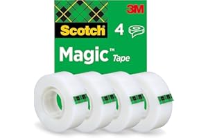 Scotch Magic Tape, 4 Rolls, 19 mm x 33 m - General Purpose Sticky Tape for Document Repair, Labelling & Sealing