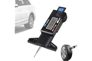QEEROYO Tyre Tread Depth Gauge, 0-25.4mm/Inch Digital Tire Tread Depth Checker, Tyre Depth Measuring Tool with LCD Screen, Intuitive Reading, Clear Scale, for Cars, Motorcycles, Trucks, Black