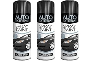 PNJB All Purpose Satin Aerosol Spray, Clear Durable Appearance, High Performance, Fast Drying Solution, High Performance, Multipurpose Black Satin Aerosol 250 ml (3 Pcs)