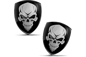 Biomar Labs KS 11 - 2 pegatinas 3D de gel de silicona para coche, moto, bicicleta, calavera, negro y plateado