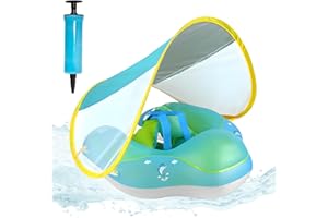 ACTOYS Piscina Bebe, Flotador Bebe con Sombrilla, Flotadores Piscina, Flotador Bebe, Flotador de Bebe Inflable, Anillo de Natación para Bebé, Juguetes Piscina y Baño 3 a 36 Meses