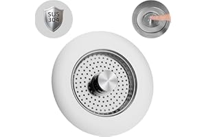 Hibbent Bouchon Evier Cuisine, Bouchon Evier avec Un Set Combiné Filtre Evier Cuisine, INOX Pur,Anti - Blocage, PréVention des Odeurs,Grille Evier Cuisine-Profondeur de L'éVier >22mm