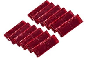 Feuunly 12 Piezas Catadioptrico Adhesivo Rojo Rectangular, Catadioptrico Rectangular Adhesivo Remolque, Reflectores para Remolque Camión Moto Tractor Bicicleta Máquinas Agrícolas (Catadioptrico Rojo)