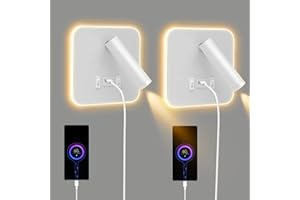 STRIXORN 2PCS Applique Murale Interieur LED, Liseuse de Chevet avec interrupteur, port de charge USB, Rotation à 360°Liseuses Murales, 3000K Lampe de Lecture de Chevet Applique Murale pour Chambre, Salon(B)