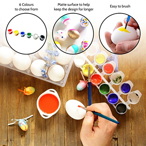 Bemale dein eigenes, hochwertiges Ostereier Designerset – Matte Oberfläche, sodass Farbe und Kunstwerke besser halten. (Packung mit 25 Eiern) - 3