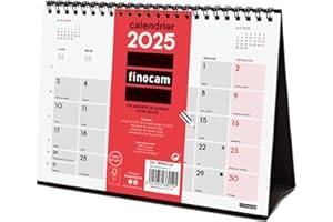 Finocam - Calendario Neutral de Escritorio para Escribir 2025 1 mes por página Enero 2025 - Diciembre 2025 (12 meses) Francés