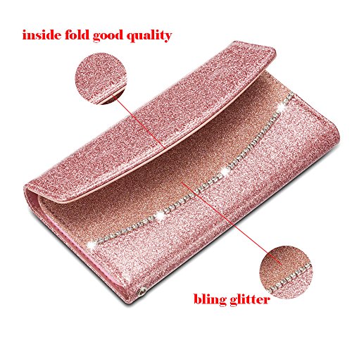 iPhone 6 Plus 6S Plus 5.5 inch Case,Luxury Bling Glitter [Rhinestone Magnetic Closure] Sparkle Diamond Crystal [Stylish Handbag] PU Leather Folio Inner Flip Wallet TPU Case with [Card Slots] Cover for Apple iPhone 6 Plus/6S Plus 5.5 inch - Rose Gold