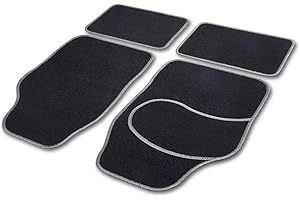 Cartrend 10600 - Tappetini per auto, universali, in tessuto, 4 pezzi, con filato grigio lucido