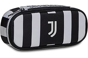Seven Juventus Legends Teams Round Plus Czarna i biała saszetka z elastycznymi uchwytami na długopisy, szkoła i wypoczynek, czarne, Taglia Unica, Nowoczesny