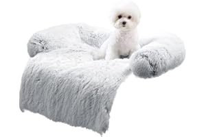 ANWA Soft Plush Dog Sofa Bed - Furniture Protector Cover Mat, Washable Couch Cushion 77x77x16cm
