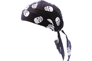 Ulalaza Atmungsaktiver Bandana-Hut Baumwolle Durag Headwrap Pirate Cap Skull Caps Herren Damen