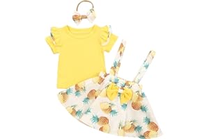 Verve Jelly Conjunto de faldas para niñas pequeñas, vestido general para niños pequeños camisa de manga corta + falda con tirantes con diadema