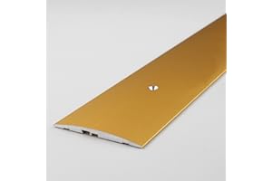 PROVISTON | Barre de seuil | Alu anodisé | Couleur or | Largeur 60 mm | Hauteur 4 mm | Longueur 1000 mm | À visser latéral côté latéral | Barre de seuil rattrapage | 1 pièce