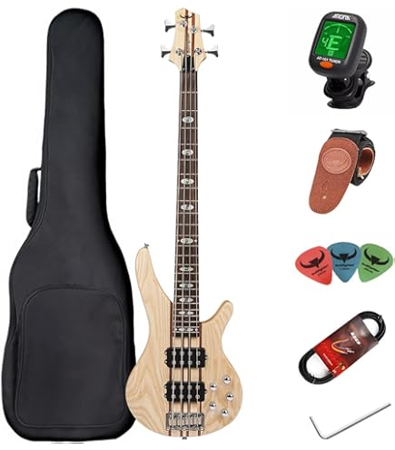 DB120 Full-Size 5-String Electric Bass Guitar Kit For Beginners – Includes Gig Bag, Strap, Cable & Picks