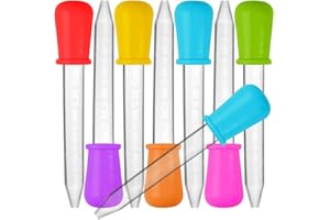 AOORY 8 Pieza Liquid Dropper, Silicona y plástico pipetas Transfer eyedropper con Bombilla Punta para Caramelos Aceite de Cocina Infantil Gummy Making – 7 Colores