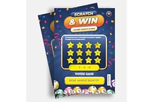 OLYMPE STORE Lot de 2 Carte à gratter Deluxe Bébé arrive bientôt - Annonce grossesse originale - Surprise naissance - idéal pour les parrains marraines (SCRATCH WIN)