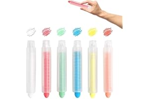 Bavooty Farbige Kreidestifte,Staublose Kreide,Abwaschbare,Staubfreie Kreide mit Verstellbarem Kreidehalter,Ungiftige Farbkreide für Kinder,Drehbare (6)