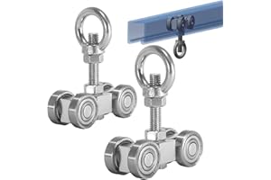 SKTREX 4 Wheel Silent Trolley Assembly Rollers Four Bearing Trolley Assembly for 1-5/8" Wide and All 1-5/8" or Taller unistrut Strut Channel with M10 Bolt and Lifting Eye Nuts