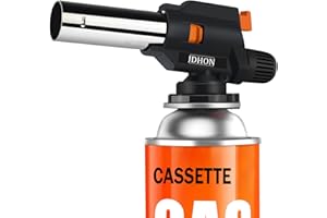 JDHON Cannello a Gas, Cannello da Cucina, Bruciatori da Cucina,Torcia Cucina con Blocco di Sicurezza e Fiamma Regolabile per Barbecue,Dolci,Cucina,Campeggio,Saldatura (Butano Non Incluso) (Nero)