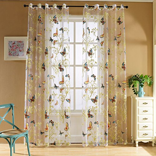 Hankyky Butterfly Curtains Screens Panel Window Valance Home Kitchen Balcony Room Divider Modern Home Decorative Curtain Panel