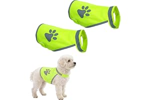 LUFFLOK 2 st reflekterande hundsäkerhetsväst, fluorescerande gul reflekterande hundväst med hög synlighet, justerbara och säk