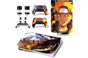 MaD Vision® Set de Skins pour PS5: Naruto Standard/Disc Edition + 5 Paires de Aiming Rings | Film en Vinyle 100% Adhésif, Résistant aux Éraflures, Compatible avec la Playstation 5