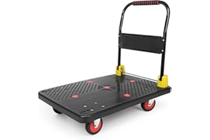 EZ BUYS UK 400kg capacity Platform Truck Heavy Duty Trolley with 2 bungee cords with hooks Multipurpose Utility Trolley - Versatile Folding