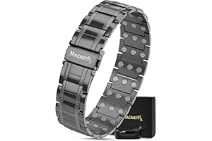 MagnetRX® 3X Strength Magnetic Bracelets for Men - Effective Titanium Magnetic Bracelet Men - Premium Fold-over Clasp & Adjustable Length with Sizing Tool & Gift Box (Gunmetal)