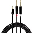 CableCreation 15FT 3.5mm 1/8" TRS to Dual 6.35mm 1/4" TS Mono Y-Cable Splitter Cable Compatible with iPhone, iPod,Laptop,CD Players, Power Amplifier, Mixer, Home Stereo Systems, 4.5 Meters/Black