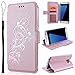 Produktbild SMART LEGEND Lederhülle für Samsung Galaxy S7 Edge Ledertasche Hülle Roségold Drucken Weinstock Muster Schutzhülle Premium PU Leder mit Handschlaufe Flip Case Protective Cover Innere Weiche Silikon Bookcase Handy Tasche Schale mit Kartenfächer Magnetverschluß Standfunktion Etui